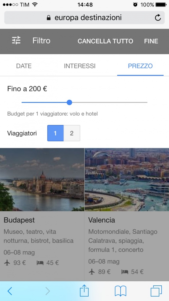 google destinations ricerca per data e prezzo