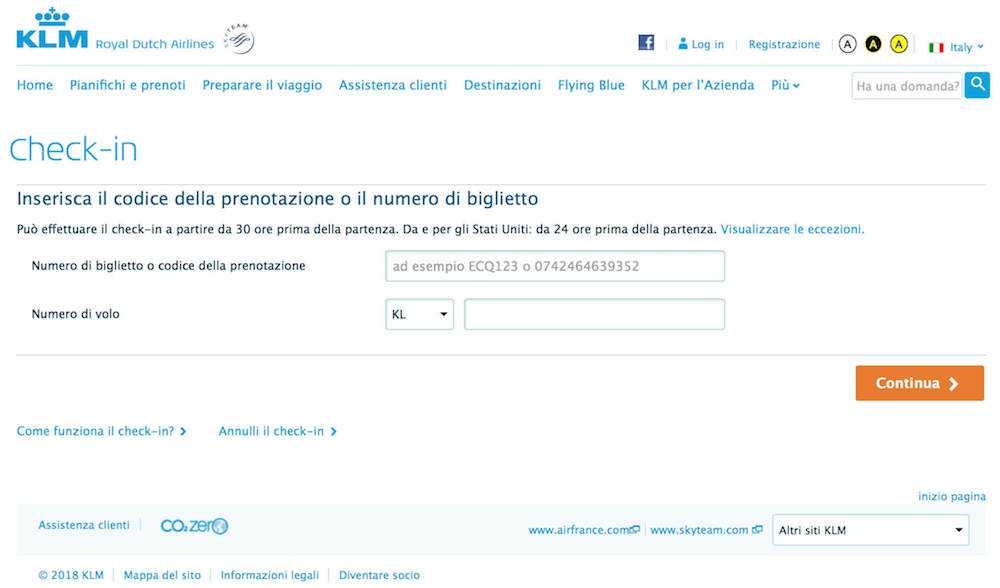 klm check-in online